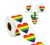 Adesivi per l'orgoglio gay, 500 pezzi di adesivi per cuori arcobaleno LGBT Rotolo di adesivi arcobaleno Lables Valentine Love Stickers Accessori per l'orgoglio gay per le buste regalo della festa
