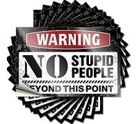 Adesivi per meccanici con scritta "Warning No Stupid People Beyond This Point", confezione da 10 adesivi divertenti per auto, 12 x 18 cm