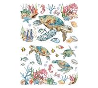 Adesivi per Mobili, 2 Fogli 43x30cm Grandi Tartarughe Marine Disegno Acquerello, Adesivi Artigianali per Legno Vetro Metallo Tela Porcellana Plastica Decorazione, Mondo Subacqueo