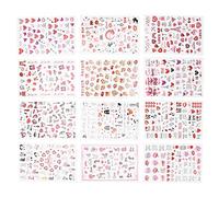 Adesivi Per Nail Art, 12 Fogli Adesivi Per Nail Art Adesivi Per Unghie Per Nail Art Adesivo Unghie Labbra Rosse A Forma Di Cuore Decalcomania Per Unghie Decorazione Per Le Donne