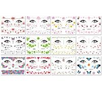 Adesivi Per Occhi Con Glitter E Simpatici Cartoni Animati, Tatuaggi, Lentiggini, Mascheramento, Pittura Facciale 158x120mm