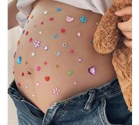 Adesivi per pancia da maternità con fiocco coquette 3D e strass, glitter e gemme per il corpo, accessori per servizio fotografico di gravidanza, festa di nascità e gender reveal festa per la futura ma