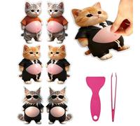 Adesivi per pancia di gatto 3D - 6 pezzi di giocattoli 3D per bambini divertenti - giocattoli sensoriali stringi e sentiti | per decorare quaderni libri tablet bicchieri per feste per bambini e