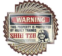 Adesivi per paraurti con scritta "Warning This Property is Protected by A Highly Trained Shih Tzu", 10 adesivi per cassetta degli attrezzi per auto (6 x 9 cm)