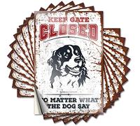Adesivi per paraurti Keep Gate Closed No Matter What The Dog Say Funny Sticker 10 pz Cave Man Bar Accessori Bar Man Man Caverna (6 x 9 cm)