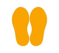 Adesivi per pavimenti, coppia di piedi, distanziatori autoadesivi per pavimenti con rivestimento antiscivolo (10 paia di impronte, dimensioni del piede 250 x 100 mm, arancione)