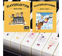 Adesivi per pianoforte e tastiera, con scritta in lingua tedesca "Color Note Piano Music Lesson and Guide Book 1 e Book 2 per bambini e principianti (adesivi + Book)