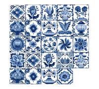 Adesivi per piastrelle da parete, 24 pezzi, stile portoghese, impermeabili, adesivi per piastrelle staccabili e incollabili, per decorare e le pareti del bagno per un facile rifacimento