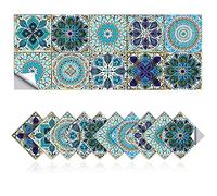 Adesivi per Piastrelle, Retro Adesivi per Piastrelle per Bagno Cucina e Fai da Te, Antiolio Impermeabile PVC Autoadesivo Decorazione Stile Marocco (40,15x15cm)
