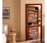 Adesivi per Porte 3D 80x210cm Libreria creativa Decorazione di arte della parete della porta in PVC autoadesivo impermeabile per la porta della camera da letto del soggiorno