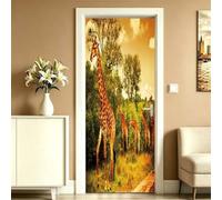 Adesivi per Porte 3D Adesivo Porta Interna Giraffa 86x200 -DS574 | Sticker Murale, Autoadesiva, Impermeabile, Soggiorno Cucina Camera da Letto, Decorazione Parete