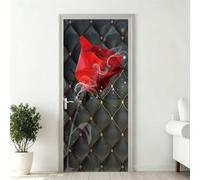 Adesivi per Porte 3D Adesivo Porta Interna Rosa Rossa 85x215