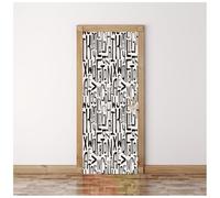 Adesivi Per Porte 3D Graffiti Con Lettere Personalizzate In Bianco E Nero 90X200Cm Carta Da Parati Per Casa Decorazione Parete Soggiorno Cucina Camera Da Letto Bagno Impermeabile Autoadesivo Murale