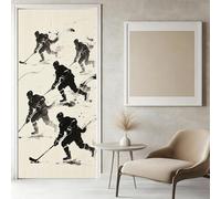 Adesivi per Porte 3D Hockey Ghiaccio Pellicola Autoadesiva Protezione per Porte Interne Bianco e Nero Adesivo per Porta Decorazione per Soggiorno e Camera da letto Ufficio - 90 x 210 cm I236