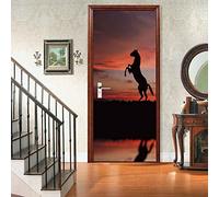 Adesivi Per Porte 3D Murale, Carta Da Parati Autoadesiva In Vinile Impermeabile Rimovibile Cavallo Animale 90 X 200 Cm Adesivi Murali Per Porte Per Porte Interne Home Office Decoration - Foto Della P