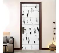 Adesivi Per Porte 3D Stacca e Attacca 77x200 cm Tema Di Notazione Musicale Adesivo Porta Pvc Impermeabile Rimovibile Bianco Porte Poster Per La Camera Da Letto e Soggiorno