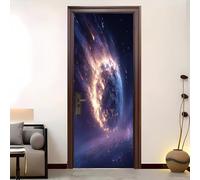 Adesivi Per Porte 3D Stacca e Attacca 95x215 cm Modello Di Meteorite Del Cielo Stellato Adesivo Porta Pvc Impermeabile Rimovibile Multicolore Porte Poster Per La Camera Da Letto e Soggiorno
