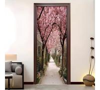 Adesivi Per Porte 3D Stacca e Attacca 95x215 cm Pianta Rurale Fiori Di Ciliegio Adesivo Porta Pvc Impermeabile Rimovibile Rosa Porte Poster Per La Camera Da Letto e Soggiorno