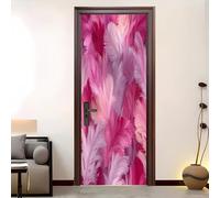 Adesivi Per Porte 3D Stacca e Attacca 95x215 cm Splendido Tema Piuma Adesivo Porta Pvc Impermeabile Rimovibile Rosa Porte Poster Per La Camera Da Letto e Soggiorno