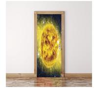 Adesivi Per Porte 3D Universo Di Stelle Gialle Abbaglianti 95X215Cm Carta Da Parati Per Casa Decorazione Parete Soggiorno Cucina Camera Da Letto Bagno Impermeabile Autoadesivo Murale Poster Wallpap