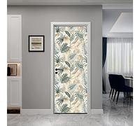 Adesivi Per Porte 77X200Cm Foglie Di Palma Arte Moderna 3D Adesivo Di Porta, Buccia E Bastone Vinile Rimovibile Porta Decalcomanie Per La Decorazione Domestica