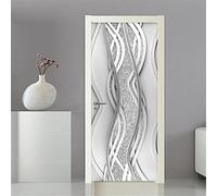 Adesivi Per Porte 95X210Cm Porta Argento Bianco Adesivi Per Porte Interne 3D Moderno Adesivi Porte Interne Vinile, Adesivo Per Porta Decalcomanie Fai Da Te Impermeabile Decorazioni Casa