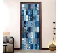 Adesivi per Porte Ancora Di Navigazione Geometrica Interne 3D PVC Impermeabile Autoadesivo Rimovibile Buccia e Bastone Blu Adesivo di Porta Per la Decorazione Domestica 95x215 cm