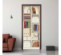 Adesivi per Porte Autoadesiva Carta Adesiva per Porte Interne 77X200cm, 3D Moderno Libreria Adesivo Porta PVC Pellicola Adesiva Poster Sticker Murale per Camera da Letto Soggiorno Bagno -DS1947