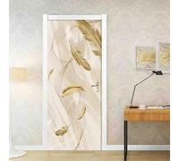 Adesivi per porte autoadesivi fai-da-te Decalcomanie linea piuma dorata 3D per soggiorno Camera da letto Decorazioni per porte Carta da parati impermeabile in PVC