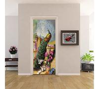 Adesivi per porte effetto 3D 50x125cm(19.68 inches * 49.21 inches) Pavone piccione Art Adesivi Per Porte Murali Autoadesivi Decorazione Per Interni In Vinile Adesivo Per Porta Per La Decorazione