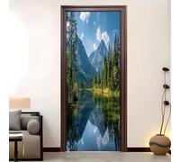 Adesivi per Porte Impermeabili Autoadesivo 77x200 cm Paesaggio di Montagne, Acqua E Laghi Adesivi per Porte per Soggiorno Camera da Letto e Bagno Paesaggio Mondialele Art Applique Murali Casa Deco