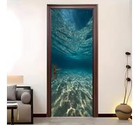 Adesivi per Porte Impermeabili Autoadesivo 82x200 cm Luce Solare Subacquea 3d Adesivi per Porte per Soggiorno Cucina Camera da Letto e Bagno Effetti Di Luce E Ombra Art Applique Murali Casa Deco
