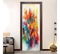 Adesivi per Porte Interne 3D 82x200 cm Pittura Creativa Botanica Ad Acquerello PVC Impermeabile Rivestimenti per Porte da Interno Colorato Deco Wall Murale Autoadesivo Rimovibile Creative Arte Sticker
