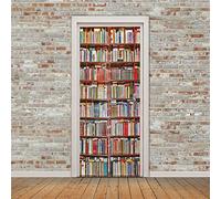 Adesivi Per Porte Interne 3d Moderno Libreria Murale Autoadesivo Decorazione Della Casa Adesivo Da Parete Adesivo Artistico Camera Da Letto Vetro Poster Rimovibile,77x200cm