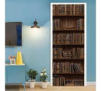 Adesivi Per Porte Interne 3d Moderno Libreria Murale Autoadesivo Decorazione Della Casa Adesivo Da Parete Adesivo Artistico Camera Da Letto Vetro Poster Rimovibile,77x200cm