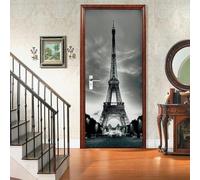 Adesivi per Porte Interne 3D Parigi, Pellicola Autoadesiva Vista Notturna della Città, Carta da Parati Impermeabile per Soggiorno e Camera da Letto, 2 Pezzi da 43x200 cm (Totale 86x200 cm) m.1427