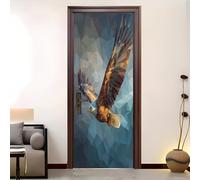 Adesivi per Porte Interne 3D PVC 80x210 cm Tema di aquila animale Poster per Porte Autoadesivo Rimovibile Creative Arte Sticker Blu per Porter Camera Da Letto Bagno Pareti