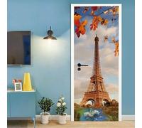 Adesivi Per Porte Interne Autoadesive 3D Fai-Da-Te Vista Della Torre Eiffel Di Parigi 95 X 215 Cm - Peel And Stick 2Pc Decalcomanie Da Muro Per Porta Murales Carta Da Parati Per Porta -50039609409108