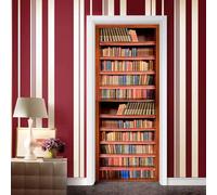 Adesivi per Porte Interne Biblioteca Adesivo Porta 3D Libri D'epoca Autoadesiva Carta Parati 77x200 cm Decorazione da Parete Poster Murale per Soggiorno Camera da letto a/2009