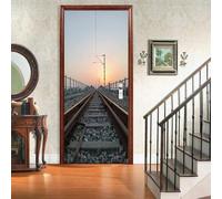 Adesivi per Porte Interne Binario Del Treno Adesivo Porta 3D Paesaggio Autoadesiva Carta Parati 77x200 cm Decorazione da Parete Poster Murale per Soggiorno Camera da letto a.169
