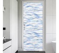 Adesivi Per Porte Interne Blu Adesivo Porta 3D Righe Adesivo per Porta Trompe l'oeil Autoadesivo per Frigorifero Cucina Camera da Letto Decorazione 95x210 cmd-2042