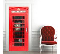 Adesivi per Porte Interne Cabina Telefonica Adesivo Porta Interna Cabina Telefonica 3D Murale Decorazione Camera Da Letto Bagno Poster Porta Autoadesivo Carta Da Parati 80x210 cm A2211