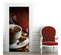 Adesivi Per Porte Interne Chicchi di Caffè Adesivo Porta 3D Motivo Caffè Adesivo per Porta Trompe l'oeil Autoadesivo per Frigorifero Cucina Camera da Letto Decorazione 95x210 cmd-2006