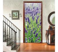 Adesivi Per Porte Interne Lavanda Adesivo Porta 3D Lavanda Viola Adesivo per Porta Trompe l'oeil Autoadesivo per Frigorifero Cucina Camera da Letto Decorazione 80x210 cmd-2110