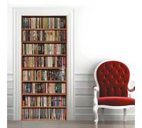 Adesivi Per Porte Interne Libreria e Libreria Adesivo Porta 3D Biblioteca Adesivo per Porta Trompe l'oeil Autoadesivo per Frigorifero Cucina Camera da Letto Decorazione 77x200 cm B-4926
