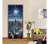 Adesivi per Porte Interne New York Adesivo Porta Interna Vista Sulla Città 3D Murale Decorazione Camera Da Letto Bagno Poster Porta Autoadesivo Carta Da Parati 80x210 cm 5218A