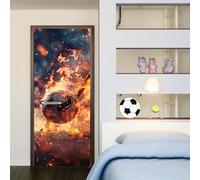 Adesivi Per Porte Interne Pallone da Calcio Adesivo Porta 3D Tema Sportivo Adesivo per Porta Trompe l'oeil Autoadesivo per Frigorifero Cucina Camera da Letto Decorazione 77x200 cmd-2144