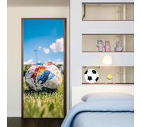Adesivi Per Porte Interne Pallone da Calcio Adesivo Porta 3D Tema Sportivo Adesivo per Porta Trompe l'oeil Autoadesivo per Frigorifero Cucina Camera da Letto Decorazione 80x200 cmd-2055