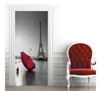 Adesivi Per Porte Interne Parigi Adesivo Porta 3D Arte Creativa Adesivo per Porta Trompe l'oeil Autoadesivo per Frigorifero Cucina Camera da Letto Decorazione 80x210 cm B-2822