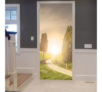 Adesivi per Porte Interne Strada di Campagna Adesivo Porta 3D Paesaggio Con Alberi Autoadesiva Carta Parati 80x200 cm Decorazione da Parete Poster Murale per Soggiorno Camera da letto a/1479